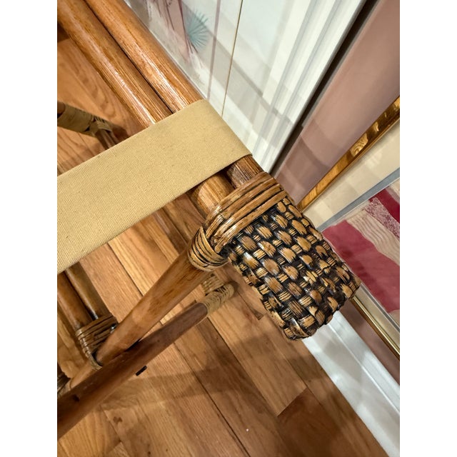 Wood Vintage Palm Beach Regency Rattan & Bamboo Folding Luggage Rack For Sale - Image 7 of 7