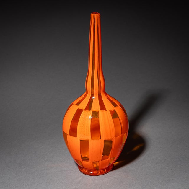 Orange Orange Murano Glass Vase by Barovier & Toso, Edition 1/1, Dated 1981 For Sale - Image 8 of 9