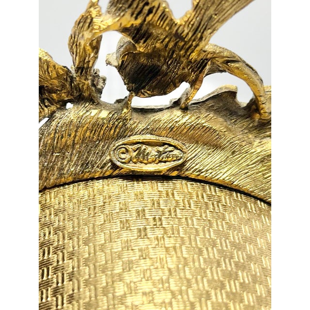 1960s Matson Ormolu Gold “Dogwood Flower & Bird” Electric Desk Clock For Sale - Image 9 of 12