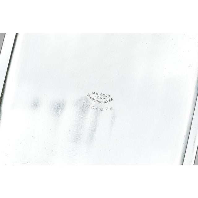 Wonderful Engine Turned Art Deco Antique Sterling Silver 14k Gold Cigarette Card Case For Sale - Image 9 of 16