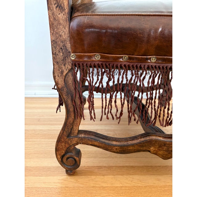 Leather and Deer Hide Baroque Style Armchair For Sale - Image 12 of 18