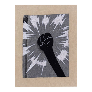 2021 “A Knock Comes at the Door” Freemotion Machine Embroidery on Linen on Board by Peter Frederiksen