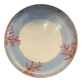 Hand-Painted Ceramic Plate Coral Nautical Rope Large Dinner Plate, Made in Italy For Sale