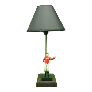 Vintage The "21" Club Red Jockey Table Lamp With Black Shade