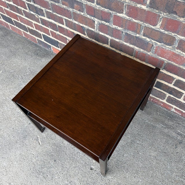 Brown Edward Wormley for Dunbar Mid-Century Modern Mahogany Side Table With Lower Shelf For Sale - Image 8 of 9