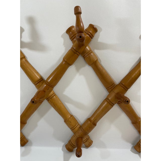 Wood 1950s Expandable Bulgarian Faux Bamboo Wooden Coat and Hat Rack For Sale - Image 7 of 18