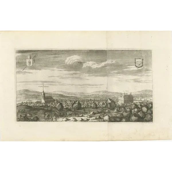 Original antique engraving of 'Westras' or Västerås in Sweden The location referred to in the print is likely "Westras,"...