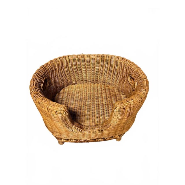Vintage Wicker Rattan Pet Bed For Sale - Image 4 of 11