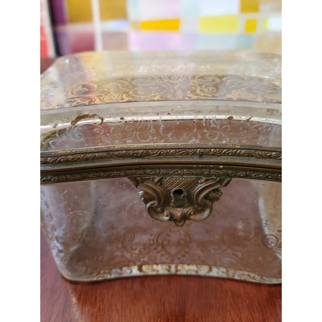 A fine antique jewel box casket attributed to Baccarat. High quality crystal with crisp dore ormolu gilt bronze mounts and...