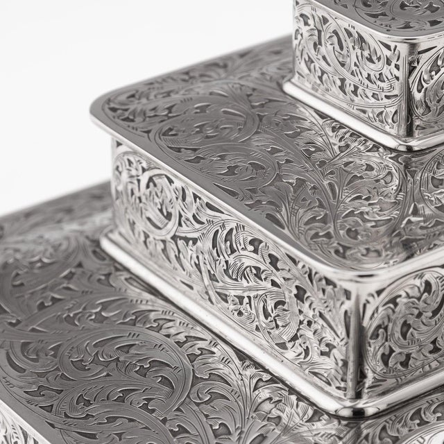 1920s American Silver 3-Tier Cigar Box from Tiffany & Co., 1920s For Sale - Image 5 of 18
