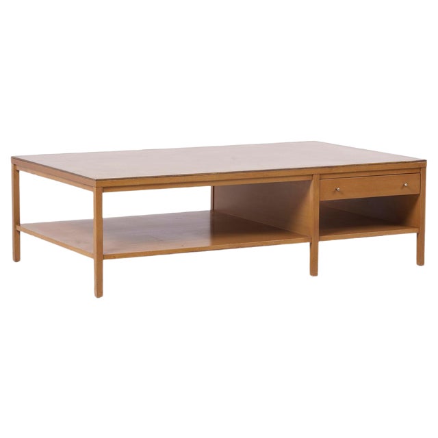 Coffee Table with Leather Top by Paul McCobb for Calvin US, 1950s For Sale