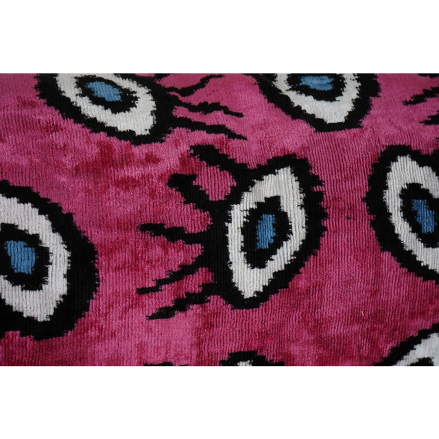 Boho Pink Ikat Velvet Eye Bedding Pillow For Sale - Image 4 of 5