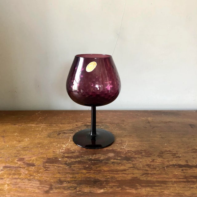 Glass Empoli Amethyst Murano Italian Glass Compote For Sale - Image 7 of 7