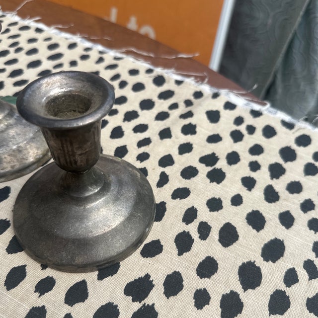 Pair of Small 1970s Silver-Tone Metal Candlestick Holders For Sale In Atlanta - Image 6 of 9