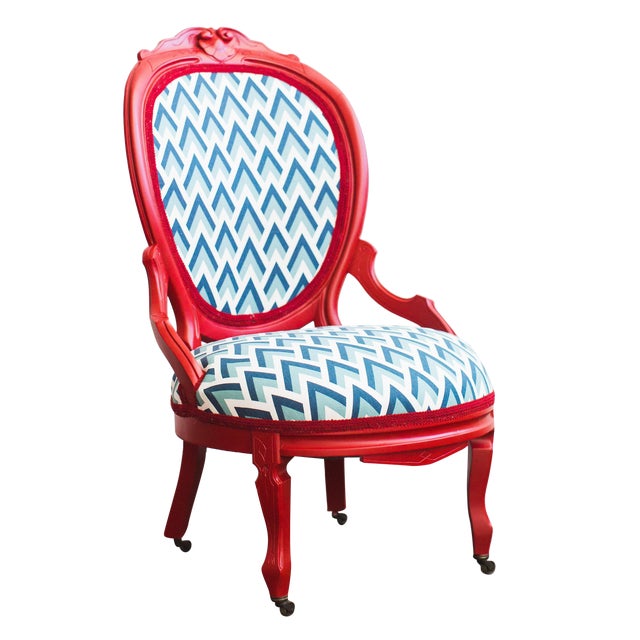 Refurbished Vintage Red Accent Chair | Chairish