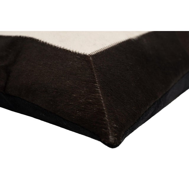 Animal Skin Pair of Canvello Genuine Cowhide Leather Decorative Throw Pillows With Feather Down Insert Included For Sale - Image 7 of 7