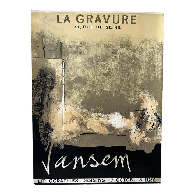 Original Jean Jansem Exhibition Poster Paris 1960s Lithographies Dessins Vintage Mid Century Art For Sale