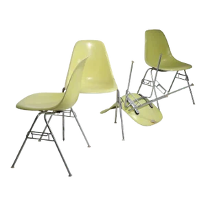 Large Group of Herman Miller Eames Dss Fiberglass Glass Stacking Chairs C 1960's