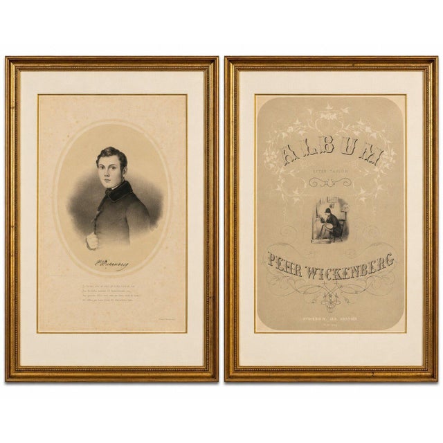 Title: Pehr Wickenberg Portrait Lithograph from Album Efter Taflor, Stockholm 1850 An original nineteenth-century...