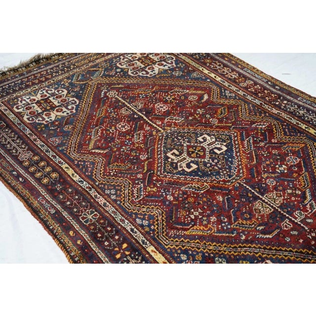 Fine Antique Persian Qashqai Wool Rug 5'0" X 8'2'' For Sale - Image 4 of 11