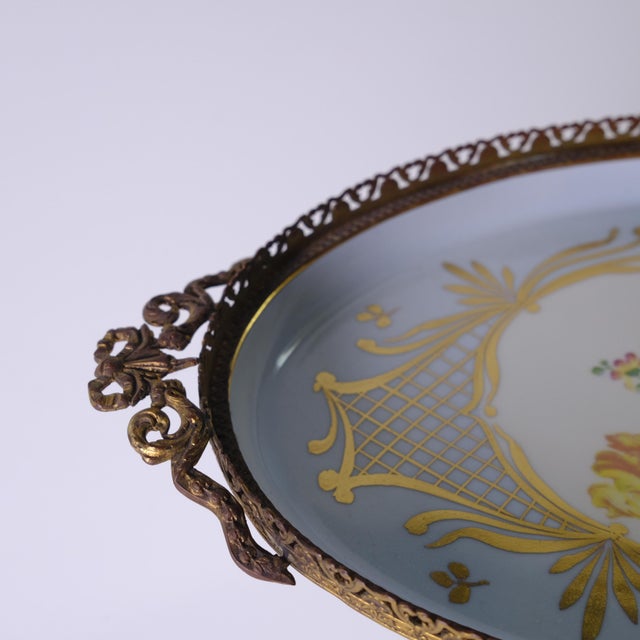 Vintage Porcelain Centerpiece with Gilded Bronze Frame from Limoges, 1950s For Sale - Image 17 of 18