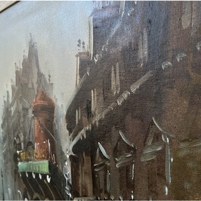 Gray Late 20th Century Antonio Devity Paris Street Scene Oil Painting Framed & Signed Art Impressionism Traditional 1800s Cityscape For Sale - Image 8 of 13