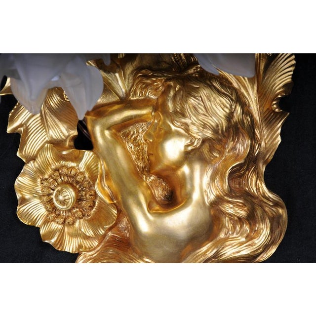 Gold French Art Nouveau Wall Sconces, Paris, Set of 2 For Sale - Image 8 of 18