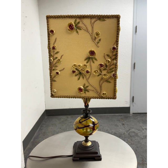 Pazzazed Floral Embellished Table Lamp For Sale - Image 4 of 12