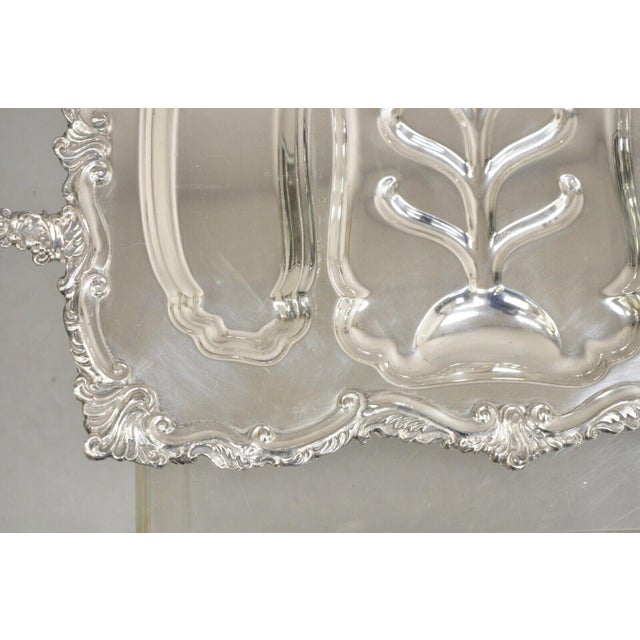 Late 20th Century Vintage Victorian Silver Plated Twin Handle Meat Cutlery Serving Platter Tray For Sale - Image 5 of 12