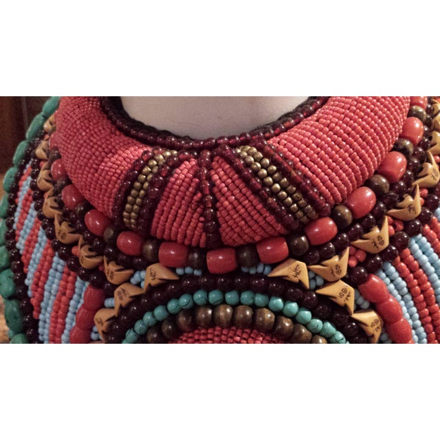 Tribal Vintage Statement Beaded Bib Collar Necklace For Sale - Image 3 of 4