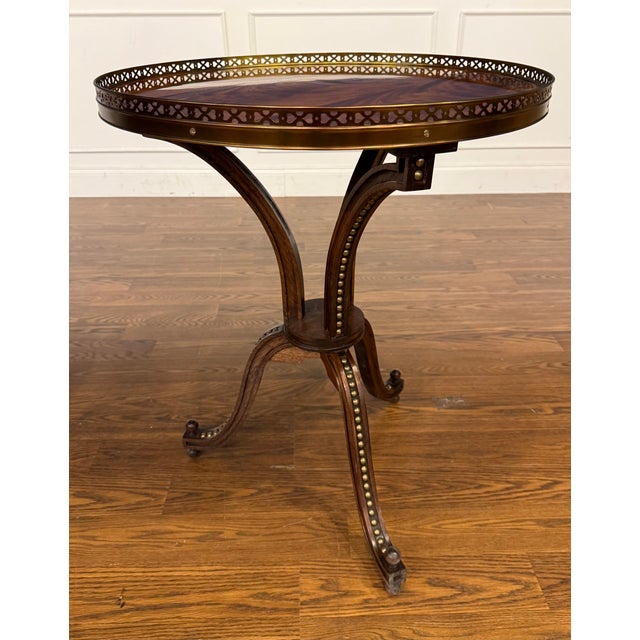 Leighton Hall Furniture Pair of Traditional Round Mahogany Accent Tables by Leighton Hall - Showroom Samples For Sale - Image 4 of 14