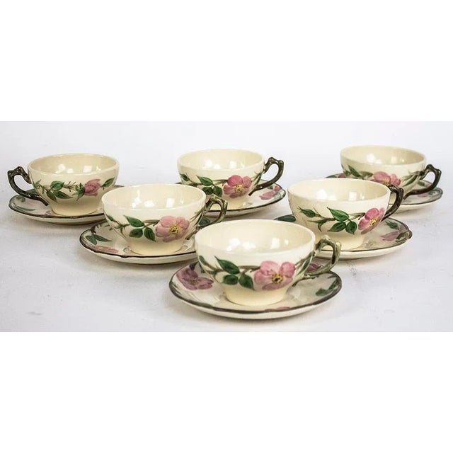 1960s 1960s Mid Century Modern Franciscan Desert Rose China - Set 6 Cups & Saucers - 12pcs For Sale - Image 5 of 5