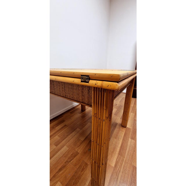 Italian Folding Table in Rattan and Bamboo , 1970s For Sale - Image 9 of 18