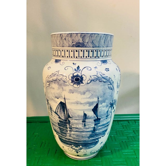 Great antique vase from the Netherlands early 20th- Century Delf faience vase. Signed and Marked “Delft”. Hand painted...