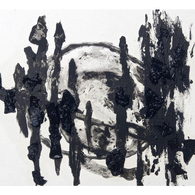 Abstract Black and White Abstraction #7 - One-Of-A-Kind High-End Natural Wood Shadow Box Framed Original Painting by Diane Grant For Sale - Image 3 of 6