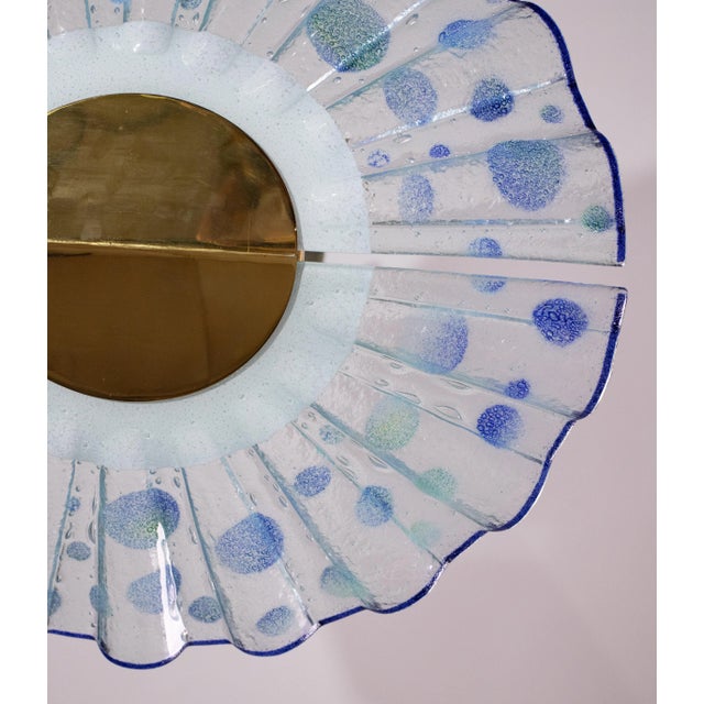 Blue Murano Glass Pendant in the Shape of a Fan, 1970s For Sale - Image 11 of 12