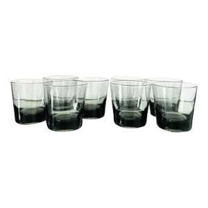 1960's Scandinavian Modern Smoked Grey Cocktail Glasses- Set of 8