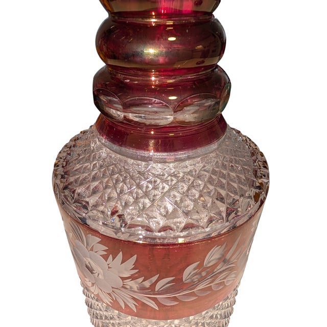 Vintage Ebeling & Reuss Marchioness Hand-Cut Crystal Whiskey Decanters - Pair For Sale - Image 10 of 12