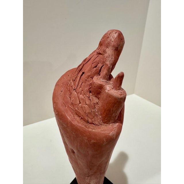 1960s Larry Mohr Signed Terra Cotta Sculpture Abstract Figurative Form on Base For Sale - Image 4 of 9