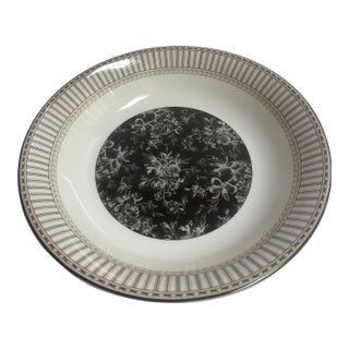 Royal Doulton Pasta Bowl in the Provence Noir Pattern Featuring a Black Floral Center and Striped Border For Sale