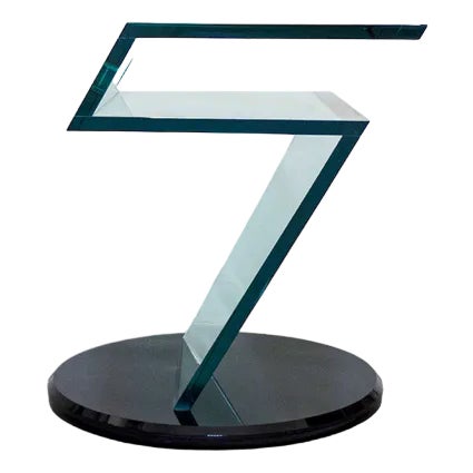 Black and Transparent Glass Swivel Console, Italy, 1980s For Sale