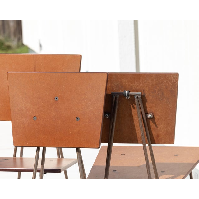 Metal Set of 6 Vintage Chipotle Composite and Steel Dining Chairs – Attributed to Steve Sauer | Bruce Gueswel For Sale - Image 7 of 10