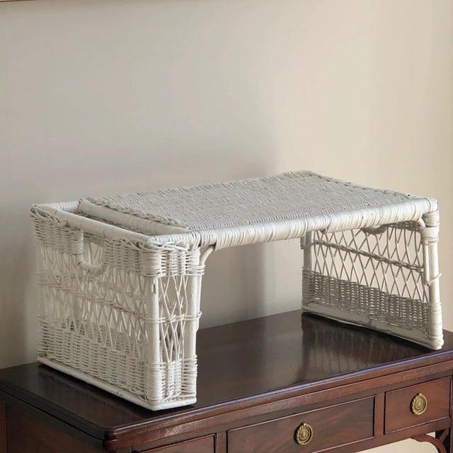 Mid-20th Century White Wicker Breakfast Tray For Sale - Image 11 of 11