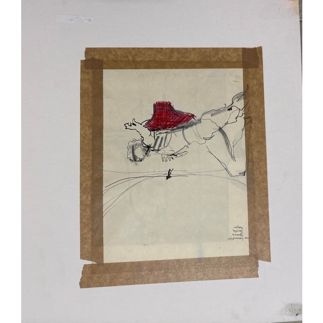 1960s Original Vintage Abstract Ink Drawing of a Standing Man by Artist Michael Davies, 15 X 12.75” For Sale - Image 5 of 9
