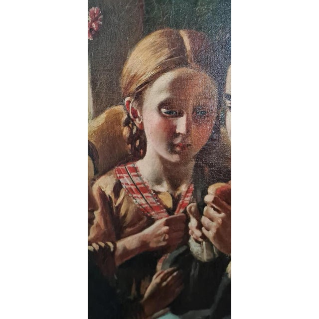 Black Art Deco Genre Scene, 20th Century, Oil on Canvas For Sale - Image 8 of 17