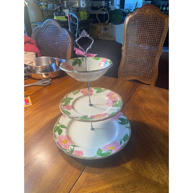 1980s Franciscan Desert Rose 3 Tired Cake Stand For Sale - Image 12 of 12