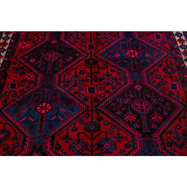 1960s Tribal Persian Shiraz Handmade Wool Rug in Red and Blue For Sale In New York - Image 6 of 7