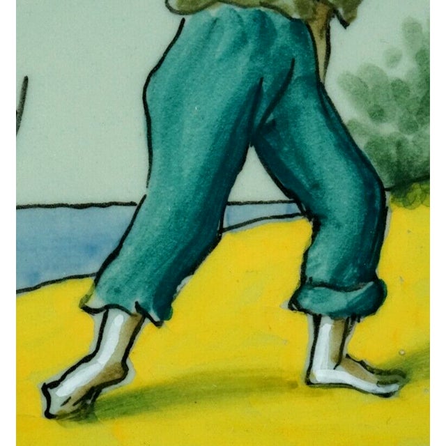 Art Deco Majolica Tiles by Elso Sora for Ama Pesaro, Italy, 1950s, Set of 2 For Sale - Image 10 of 18