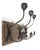Wood Mid 20th Century European 3-Curled Wrought Iron Hooks Wood Mount Wall Rack For Sale - Image 7 of 10