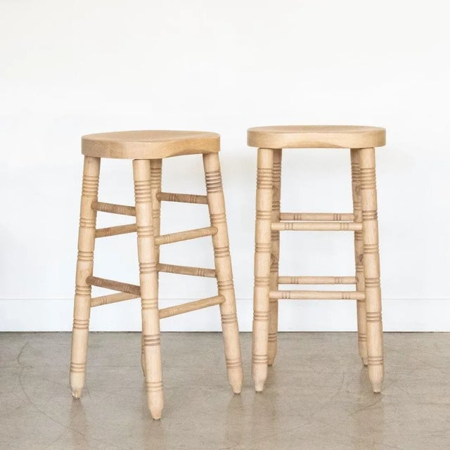French Panoplie Bar Stool, White Oak For Sale - Image 3 of 9